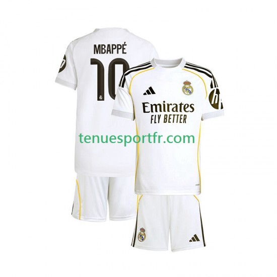 Kit Enfant Maillot Domicile Real Madrid Kylian Mbappe 10 2025-2026 à Manches Courtes