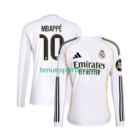 Homme Maillot Domicile Real Madrid Kylian Mbappe 10 2025-2026 à Manches Longues