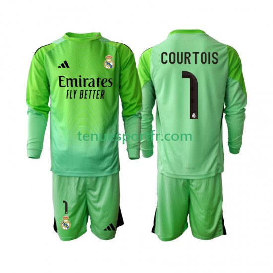 Kit Enfant Maillot Extérieur Real Madrid Thibaut Courtois 1 2025-2026 à Manches Longues