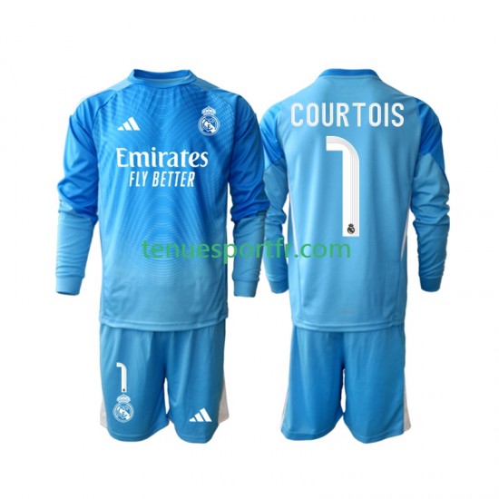 Kit Enfant Maillot Domicile Real Madrid Thibaut Courtois 1 2025-2026 à Manches Longues