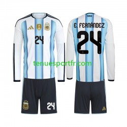 Kit Enfant Maillot Domicile Argentine Enzo Fernandez 24 World Cup 2026 à Manches Longues