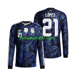 Homme Maillot Extérieur Argentine Jose Manuel Lopez 21 World Cup 2026 à Manches Longues