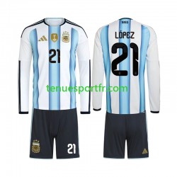 Kit Enfant Maillot Domicile Argentine Jose Manuel Lopez 21 World Cup 2026 à Manches Longues