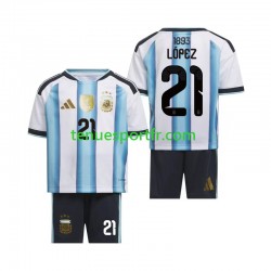 Kit Enfant Maillot Domicile Argentine Jose Manuel Lopez 21 World Cup 2026 à Manches Courtes