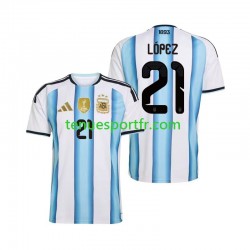 Homme Maillot Domicile Argentine Jose Manuel Lopez 21 World Cup 2026 à Manches Courtes