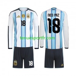 Kit Enfant Maillot Domicile Argentine Nico Paz 18 World Cup 2026 à Manches Longues
