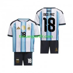 Kit Enfant Maillot Domicile Argentine Nico Paz 18 World Cup 2026 à Manches Courtes
