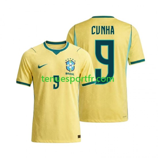 Homme Maillot Domicile Brésil Matheus Cunha 9 World Cup 2026 à Manches Courtes