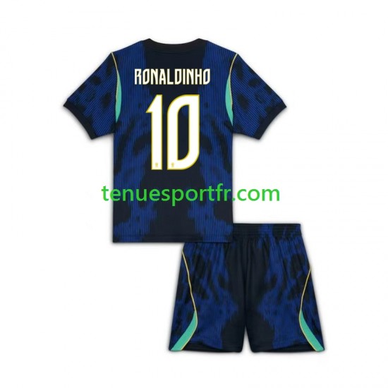 Kit Enfant Maillot Extérieur Brésil Ronaldinho 10 World Cup 2026 à Manches Courtes