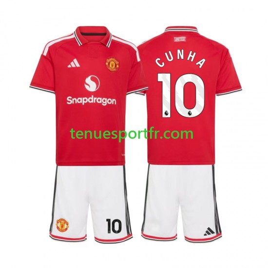 Kit Enfant Maillot Domicile Manchester United Matheus Cunha 10 2026-2027 à Manches Courtes