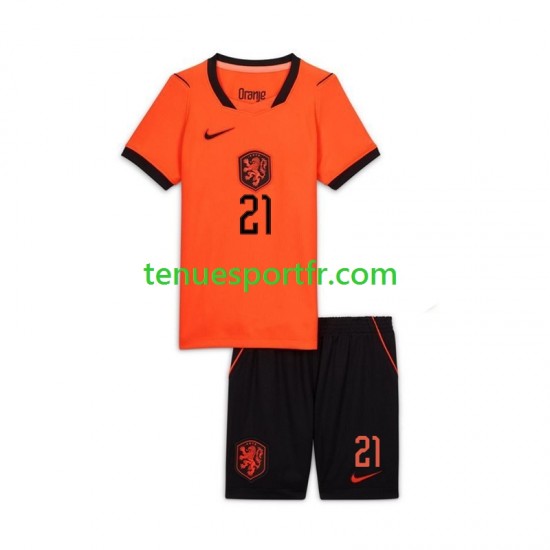 Kit Enfant Maillot Extérieur Pays-Bas Frenkie de Jong 21 World Cup 2026 à Manches Courtes