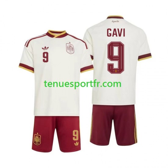 Kit Enfant Maillot Extérieur Espagne Gavi 9 World Cup 2026 à Manches Courtes