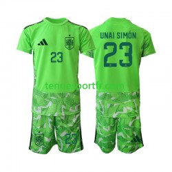 Kit Enfant Maillot Espagne Gardien Unai Simon 23 6th Green color World Cup 2026 à Manches Courtes