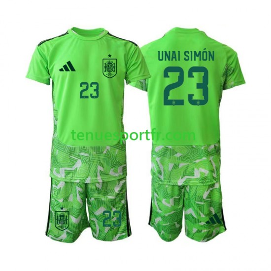 Kit Enfant Maillot Espagne Gardien Unai Simon 23 6th Green color World Cup 2026 à Manches Courtes