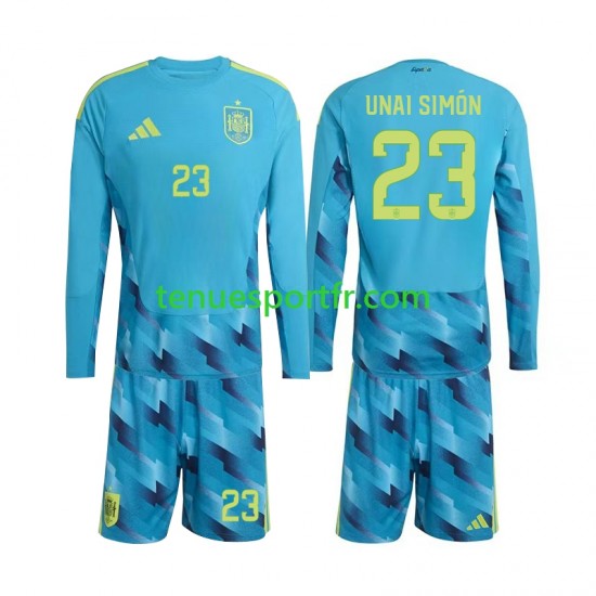 Kit Enfant Maillot Domicile Espagne Gardien Unai Simon 23 World Cup 2026 à Manches Longues