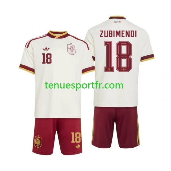 Kit Enfant Maillot Extérieur Espagne Martin Zubimendi 18 World Cup 2026 à Manches Courtes