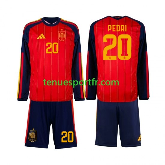 Kit Enfant Maillot Domicile Espagne Pedri 20 World Cup 2026 à Manches Longues