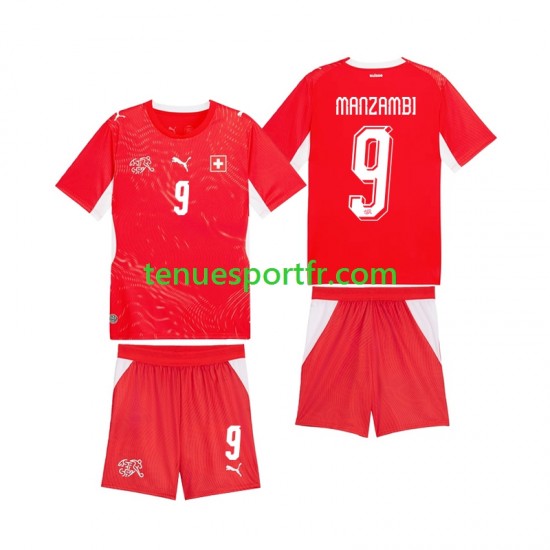 Kit Enfant Maillot Domicile Suisse Johan Manzambi 9 World Cup 2026 à Manches Courtes