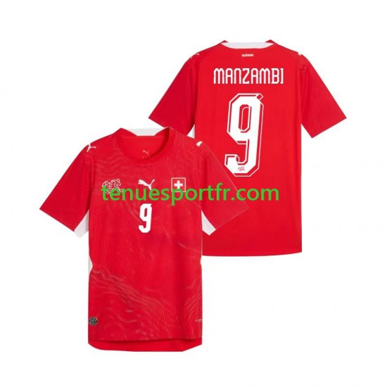 Homme Maillot Domicile Suisse Johan Manzambi 9 World Cup 2026 à Manches Courtes