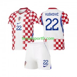 Kit Enfant Maillot Domicile Croatie Luka Vuskovic 22 World Cup 2026 à Manches Courtes