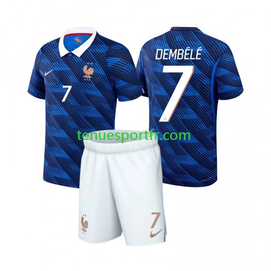 Kit Enfant Maillot Domicile France Ousmane Dembele 7 World Cup 2026 à Manches Courtes