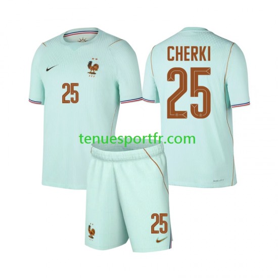 Kit Enfant Maillot Extérieur France Rayan Cherki 25 World Cup 2026 à Manches Courtes