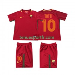 Kit Enfant Maillot Retro Domicile AS Rome Totti 10 2017-2018 à Manches Courtes