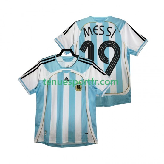 Homme Maillot Retro Domicile Argentine MESSI 19 2006 à Manches Courtes