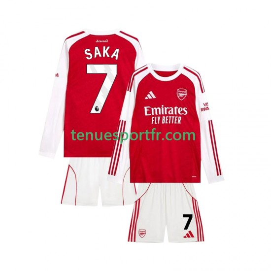 Kit Enfant Maillot Domicile Arsenal Bukayo Saka 7 2025-2026 à Manches Longues