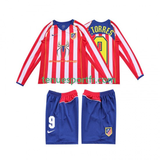 Kit Enfant Maillot Retro Domicile Atlético Madrid F TORRES 9 2004 2005 à Manches Longues