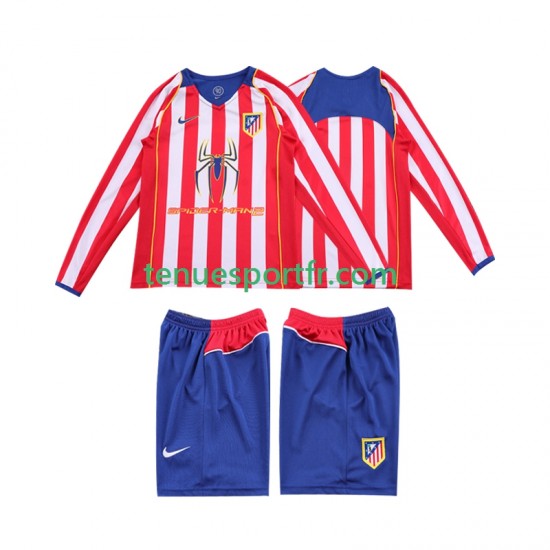 Kit Enfant Maillot Retro Domicile Atlético Madrid 2004 2005 à Manches Longues
