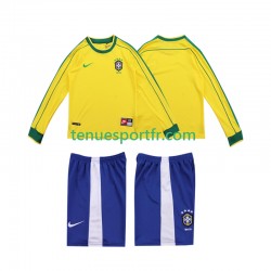 Kit Enfant Maillot Retro Domicile Brésil 1998 à Manches Longues