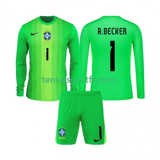 Kit Enfant Maillot Domicile Brésil Gardien Alisson Becker 1 2026 à Manches Longues
