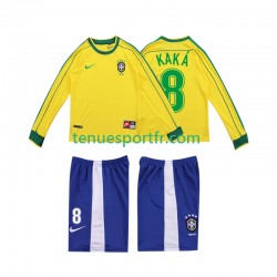 Kit Enfant Maillot Retro Domicile Brésil KAKA 8 1998 à Manches Longues