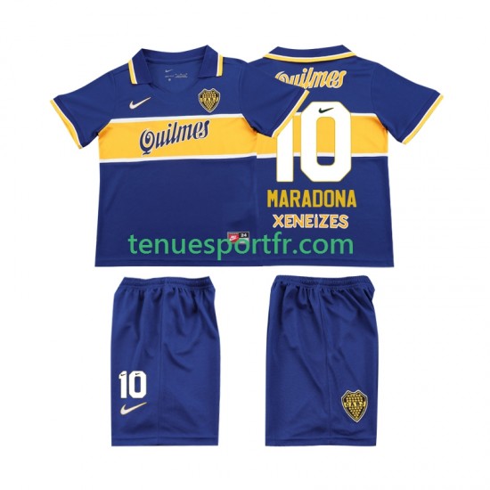 Kit Enfant Maillot Retro Domicile CA Boca Juniors MARADONA 10 1996 1997 à Manches Courtes