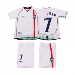 Kit Enfant Maillot Retro Domicile Angleterre BECKHAM 7 2002 à Manches Courtes