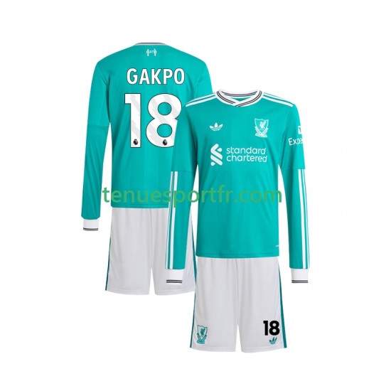 Kit Enfant Maillot Troisième Liverpool Gakpo 18 2025-2026 à Manches Longues