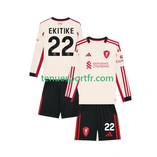 Kit Enfant Maillot Extérieur Liverpool Hugo Ekitike 22 2025-2026 à Manches Longues