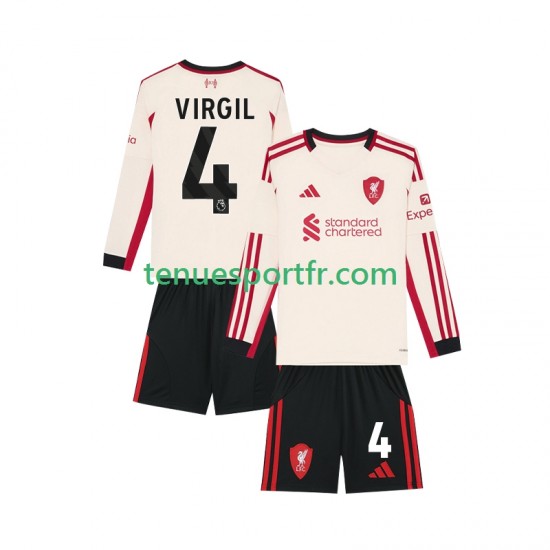 Kit Enfant Maillot Extérieur Liverpool Virgil van Dijk 4 2025-2026 à Manches Longues