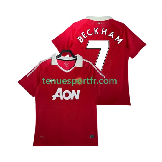Homme Maillot Retro Domicile Manchester United BECKHAM 7 2010 2011 à Manches Courtes