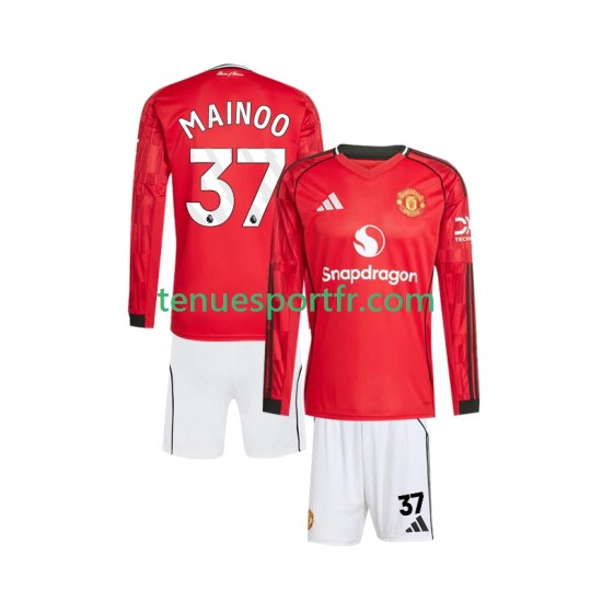 Kit Enfant Maillot Domicile Manchester United Kobbie Mainoo 37 2025-2026 à Manches Longues