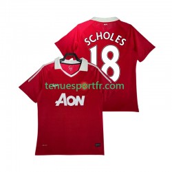Homme Maillot Retro Domicile Manchester United SCHOLES 18 2010 2011 à Manches Courtes
