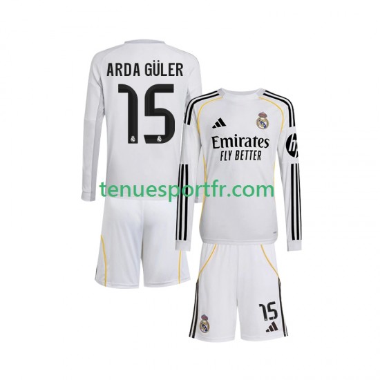 Kit Enfant Maillot Domicile Real Madrid Arda Guler 15 2025-2026 à Manches Longues