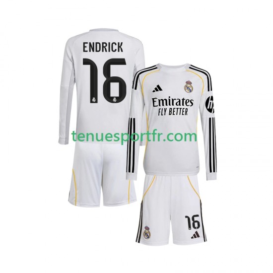 Kit Enfant Maillot Domicile Real Madrid Endrick 16 2025-2026 à Manches Longues