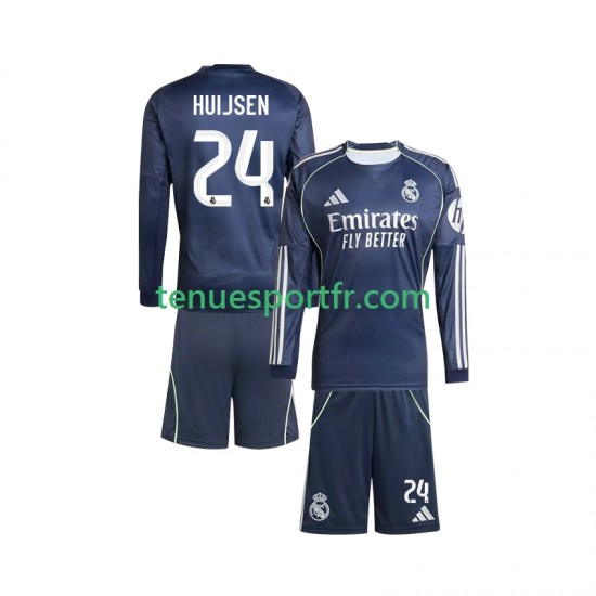 Kit Enfant Maillot Extérieur Real Madrid Huijsen 24 2025-2026 à Manches Longues