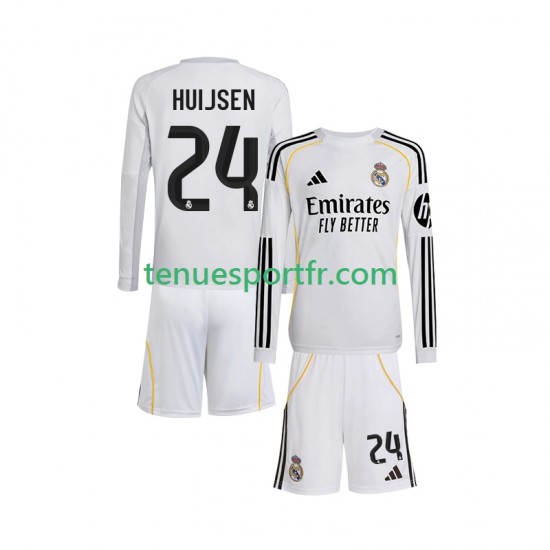 Kit Enfant Maillot Domicile Real Madrid Huijsen 24 2025-2026 à Manches Longues