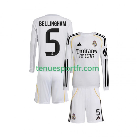 Kit Enfant Maillot Domicile Real Madrid Jude Bellingham 5 2025-2026 à Manches Longues