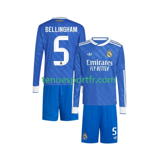 Kit Enfant Maillot Troisième Real Madrid Jude Bellingham 5 2025-2026 à Manches Longues