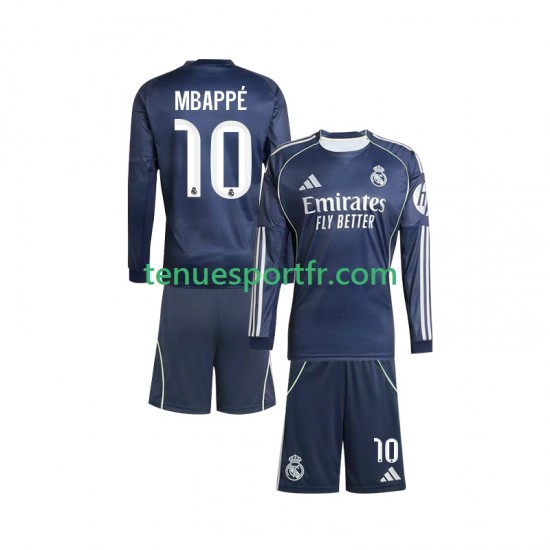Kit Enfant Maillot Extérieur Real Madrid Kylian Mbappe 10 2025-2026 à Manches Longues