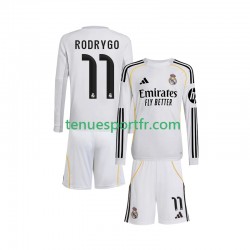 Kit Enfant Maillot Domicile Real Madrid Rodrygo 11 2025-2026 à Manches Longues